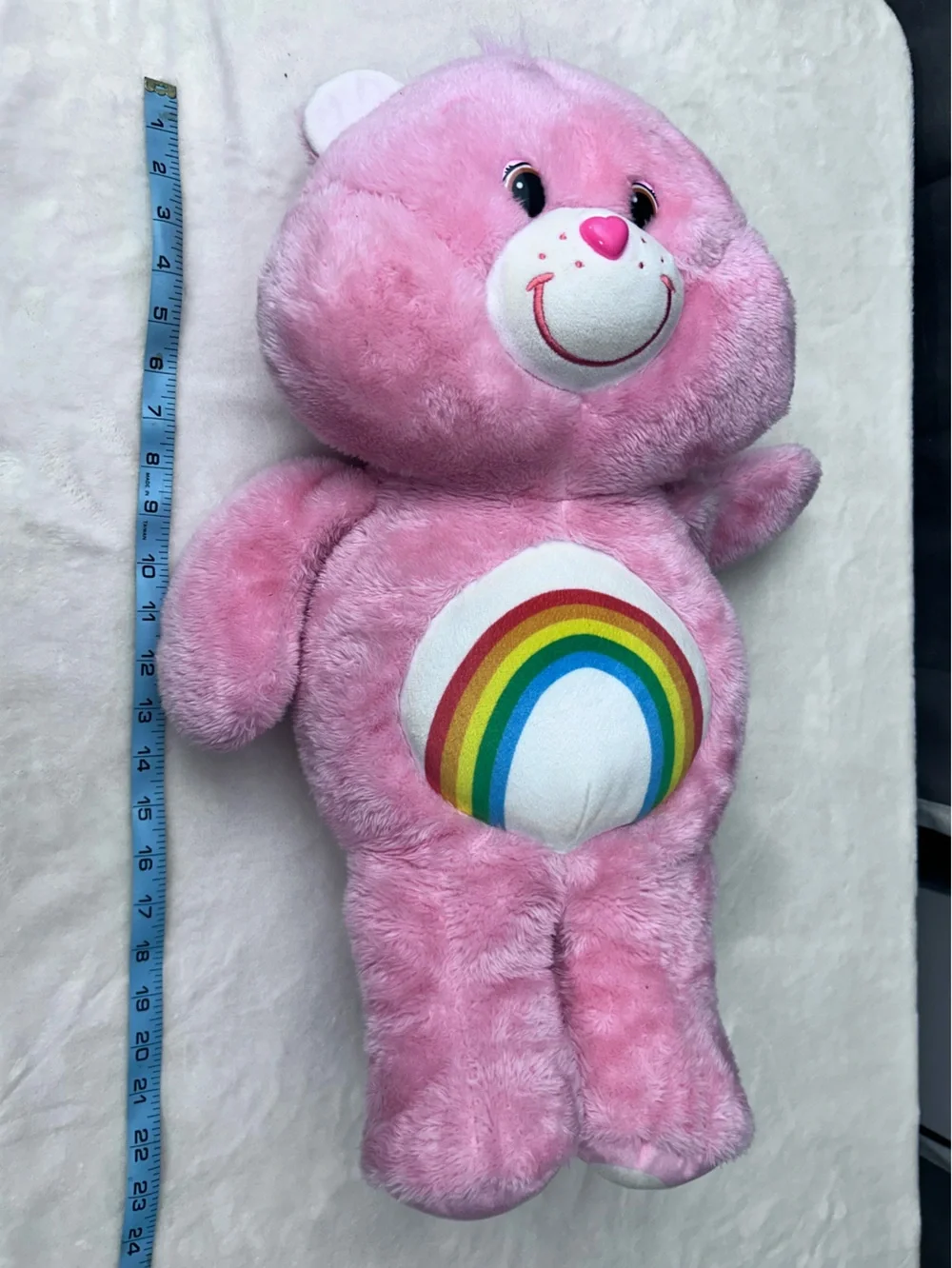 Care Bears Pink Plush Stuffed Bear with Rainbow Belly Emblem Heart Brand Logo